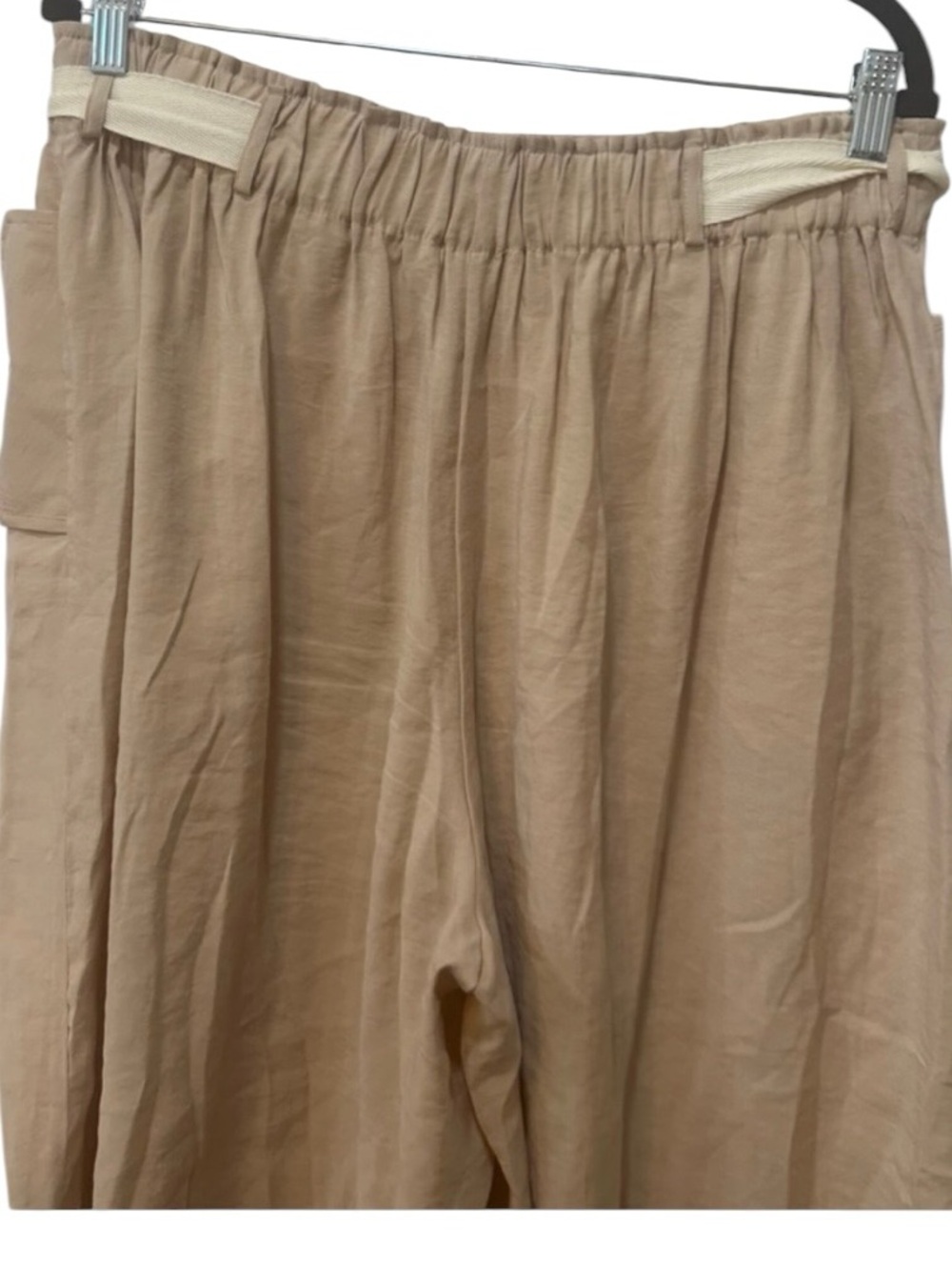 Anthropologie Safari Wide Leg Cargo Belt Flowy Pants in Tan Size Medium - Picture 10 of 14